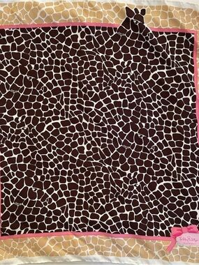 100% Silk Lilly Pulitzer Brown Giraffe-Print Scarf